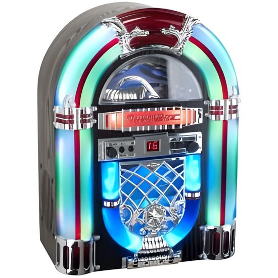 Jukebox lumineux New-York Bluetooth, Radio, CD, mp3, USB, SD, Aux - H38 x 17 x 27 cm