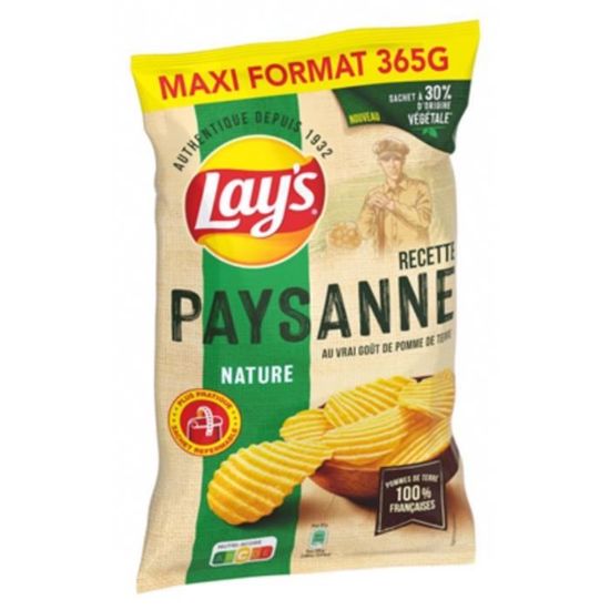 Chips Lay's Recette Paysanne Nature 365g/Sachet 2 sachets