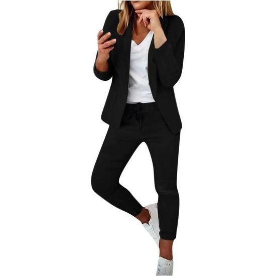 Tailleur Pantalon Femme 2 Pièces élégant - Blazer Et Pantalon Slim Fit Uni - Pour Bureau, Travail, Occasions Formelles