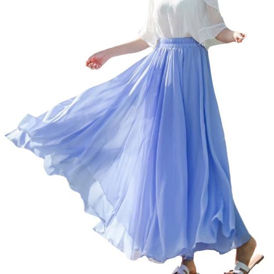 Jupe Longue Balan?�oire Femme 720 Degr?�s Couche Double Maxi Jupe Flamenco Unie Pliss?�e Jupe 