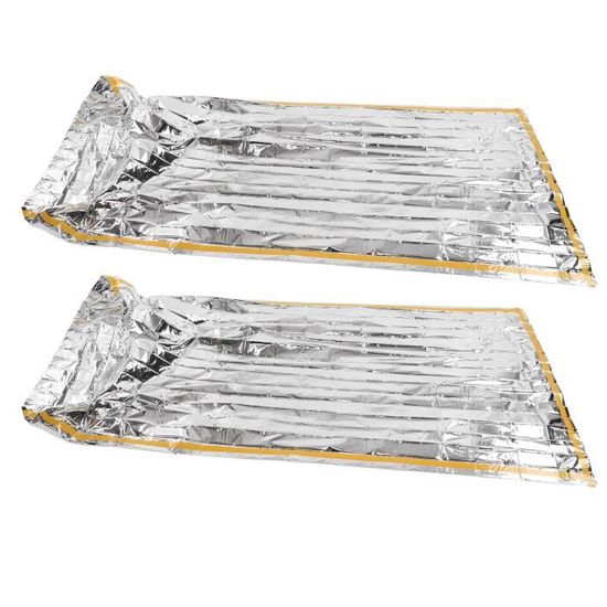 Lot De 2 Couvertures De Survie – Mylar Thermique, Or Et Argent – Retient 90% De La Chaleur – Imperméable, Coupe-vent – Pour Rando, Marathon, Premiers Secours