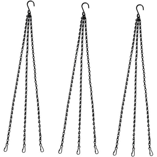 Glarks Lot de 15 chaînes en métal de 40,6 cm pour panier suspendu, 5 chaînes de rechange pour pots de fleurs à 3 points avec 5 œillets à vis et 5 crochets