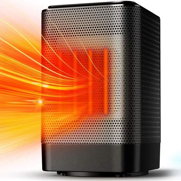 Mini Chauffage D'Appoint Illumyn - Chauffage Soufflant PTC 700/1000W, Chaleur Rapide En 3s, Oscillation 45° - Parfait Pour Bureau Ou Chambre