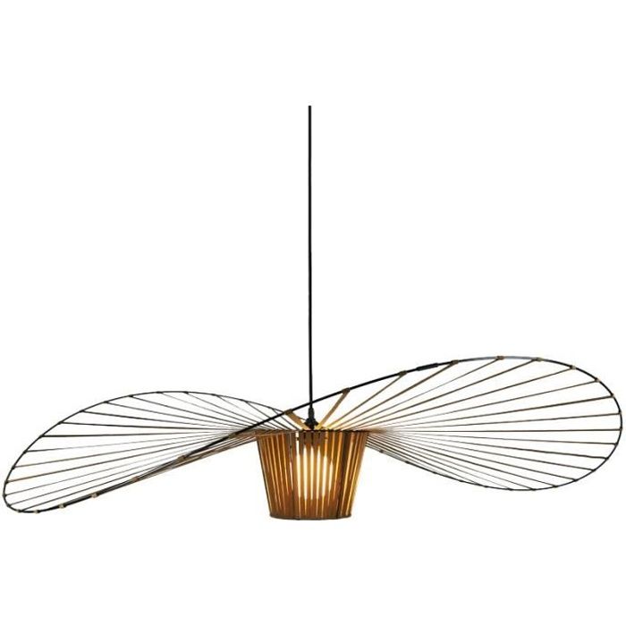 Misu 60cm Luetre en Forme de Chapeau Créatif Industriel E27 Noir