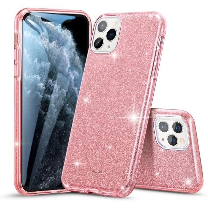 Coque iphone 12 /12 pro paillettes rose
