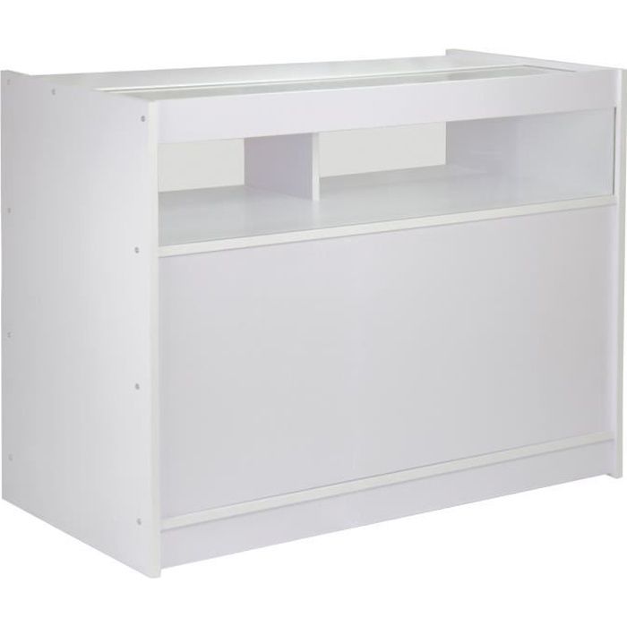 MonsterShop – Vitrine Comptoir Blanc B1200 pour Commerces, Comptoir d’Accueil