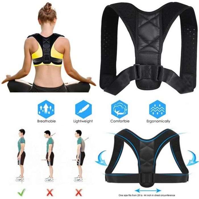 Kabalo Correcteur de posture ajustable pour le dos et les épaules. Ceinture de soutien de colonne vertébrale lombaire