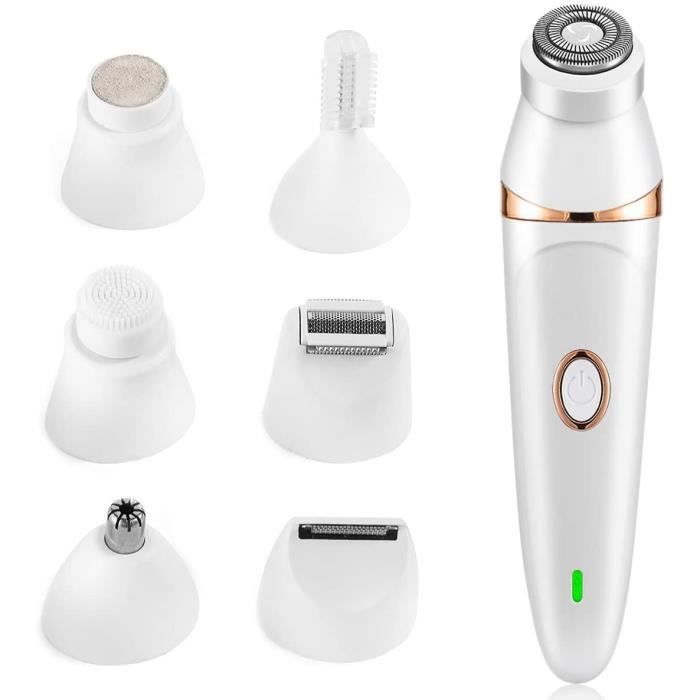 Rasoir Electrique pour Femme,7 en 1 tondeuse femme intime sans fil épilateur Rechargeable Rasoir Facial Massage Avec Tête De Rasoir