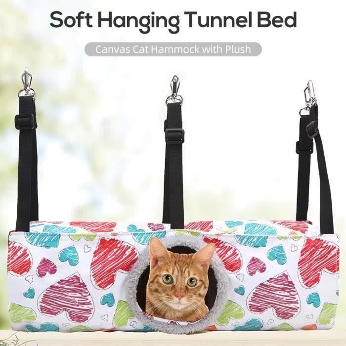 AA Tunnel de lit tunnel suspendu pour chat Cat Hamac avec perche pour hamac en peluche pour animaux de compagnie chaton
