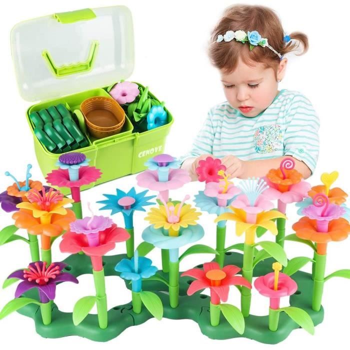 VEHICULE A CONSTRUIRE ENGIN TERRESTRE A CONSTRUIRECENOVE Jouets de Construction de Jardin de Fleurs pour Filles 3 4 5 6 Ans, E162