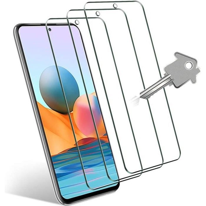 3 Pack Verre Trempé Xiaomi Redmi Note 10, Vitre Film Protection d'ecran en Verre Trempé HD Clair