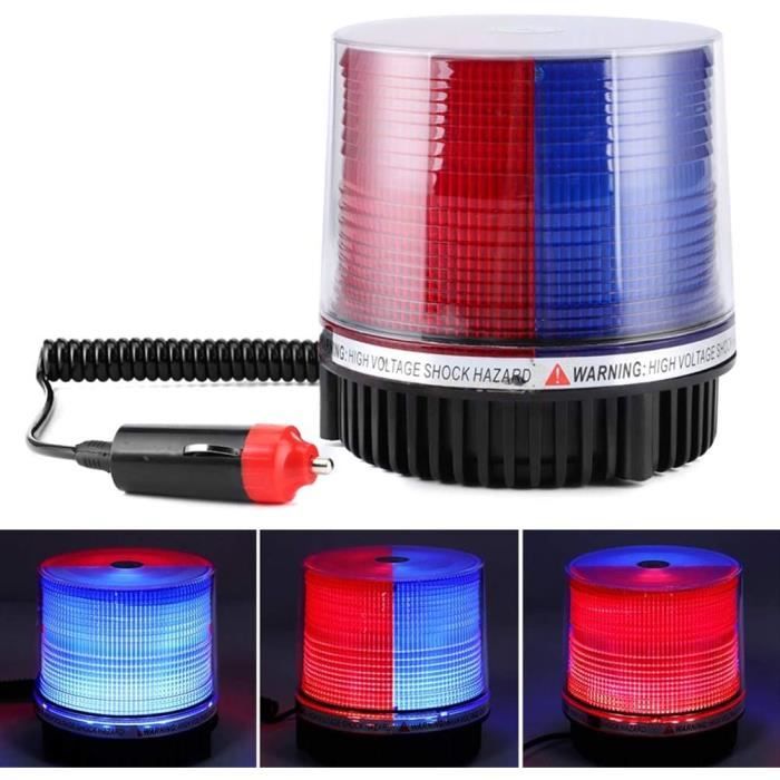 Témoin d'avertissement à LED BleuFeux Clignotants de Voiture Feu Clignotant à gyrophare Rotatif à LED avec Support de Base magn 345