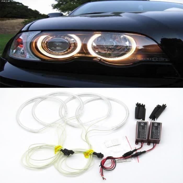 NX17793-4pcs E46 3W LED CCFL phares de voiture 131mm Angel Eyes Halo Anneau Lumières