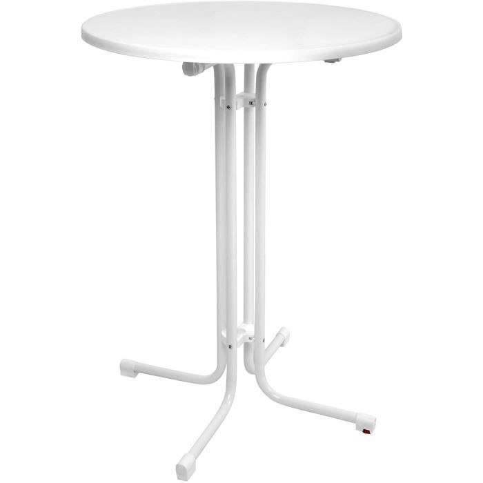 BEAUTISSU table haute pliante outdoor Ø 80 cm Sylt Bistro Blanche mange debout Ronde Jardin Terasse HORECA