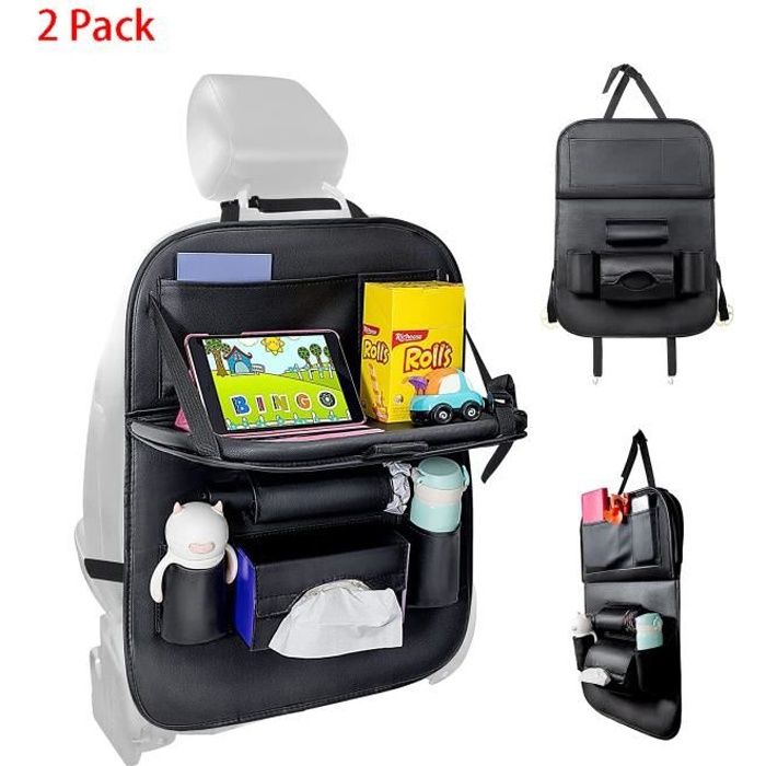 Organisateur de Voiture, Protecteur Arrière de Siège Auto, Kick Mats Imperméable avec Table à Manger, Multi-Poches Rangement voiture