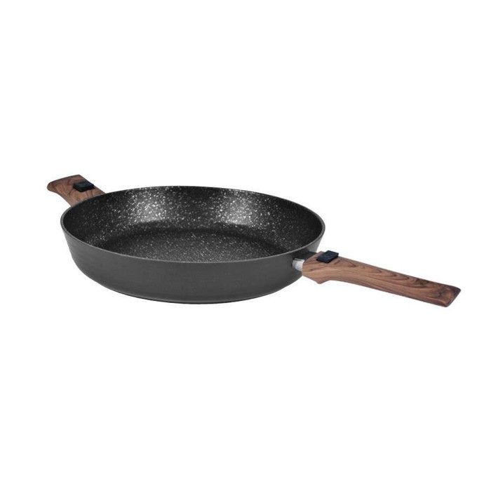 Poêle LÉGENDE par DURANDAL avec : manche amovible effet bois, rebord rehaussés, pour tous feux, diamètre 20, 24, 28 et 32 cm - 32