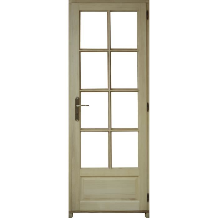 BLOC PORTE EN PAULOWNIA TRAVERSE DROITE 8 CARREAUX LARGEUR 73 DROIT / PROMO