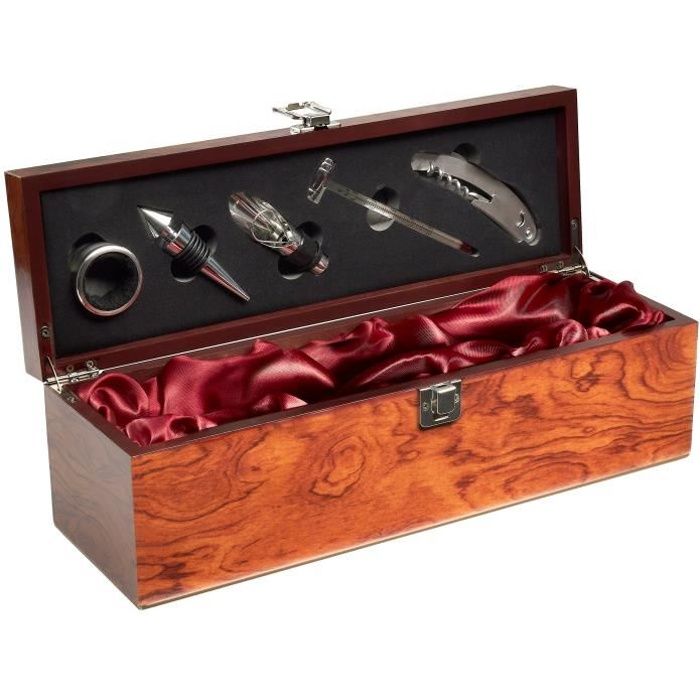 Coffret cadeau avec 1 bouteille de Vin Rouge - Château Haut Maurin 2010 - avec set de sommelier (5 pièces)