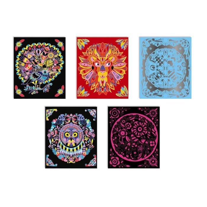 Kit Créatif : Scratch Art Mandalas Animaux Coloris Unique
