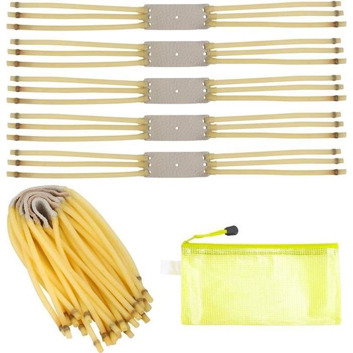 12 Lance-Pierre Bandes en Caoutchouc, Bande Elastique Slingshot avec Sac de Rangement pour Fronde Chasse Couleur Jaune
