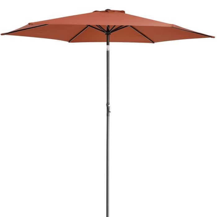 Parasol Kingsleeve terracotta en aluminium Ø 300cm Protection soleil rayons UV 50+ pliable robuste tissu hydrofuge