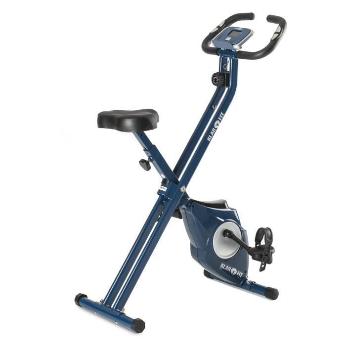 Klarfit Azura Vélo d'appartement en X de 3 kg charge 100 kg max pulsomètre – bleu