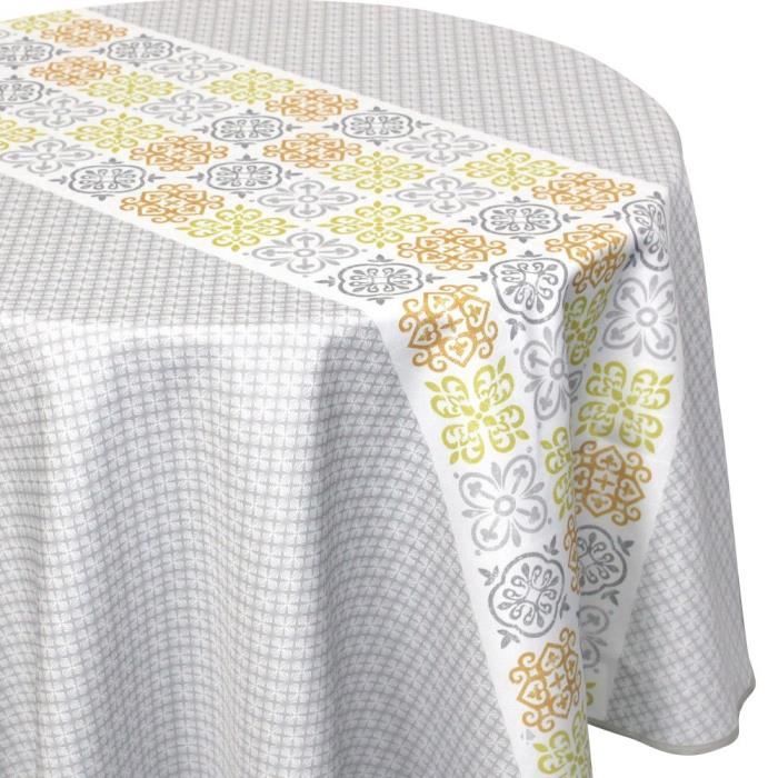 Nappe ovale 180x240 cm imprimée 100% polyester CARO géométrique Multicolore