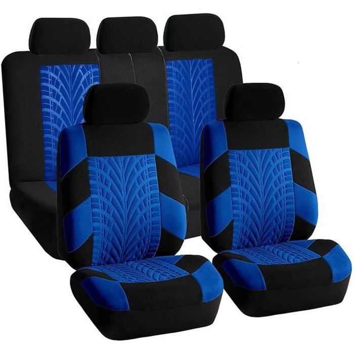 Housse Siege Voiture - Ensemble de Housses de Siège Auto Universelle - Couvre Sieges pour Avant et Arrière - Lot de 9 Bleu