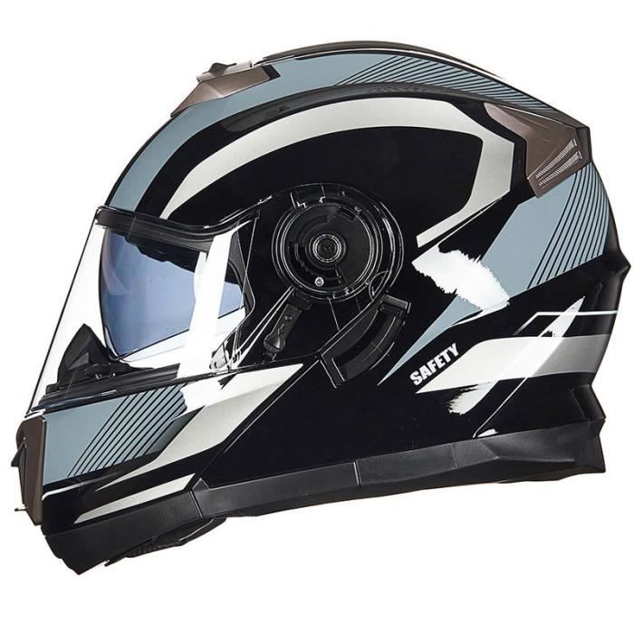 Casque Moto Unisexe de Marque luxe Casque moto Double lentille de anti-poussière casque Moto intégral de la personnalité