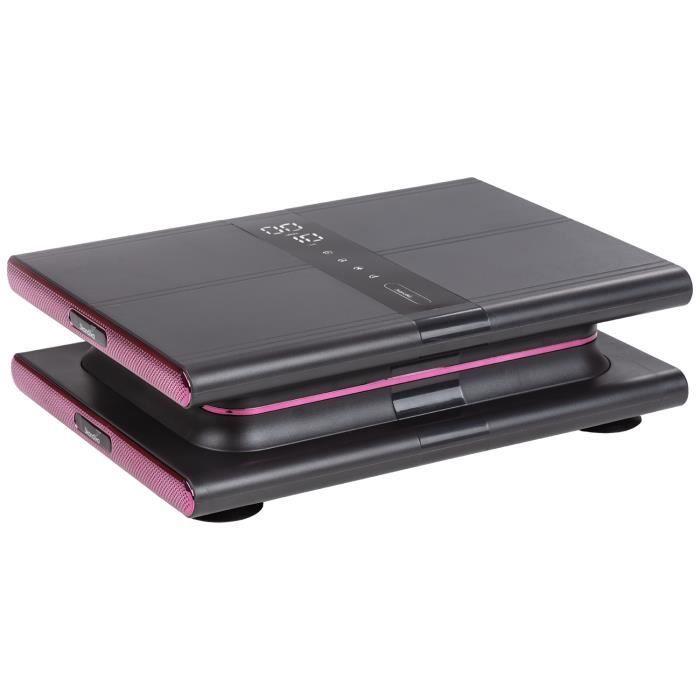 Skandika Sunna - Plateforme vibrante Moderne compacte - jusqu'à 20 Hz - Télécommande - 20 Niveaux - 3 + 1 progr. - Gris/Rose