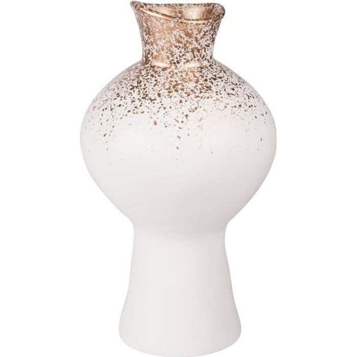 Vase cléo blanc et or 28 cm - Table Passion Blanc