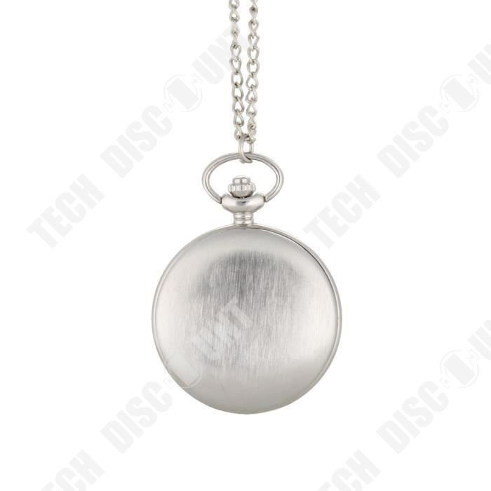 TD® Montre de poche à quartz grande lumière-Mode chaîne collier pendentif en argent sterling quartz-montres cadeaux pour hommes