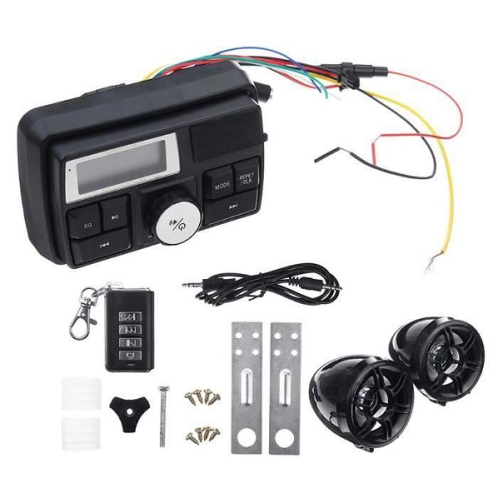QL25393-NEUFU Autoradio Stéréo FM USB SD MP3 Entrée Moto Haut Prleurs Alarme Scooter DC12V