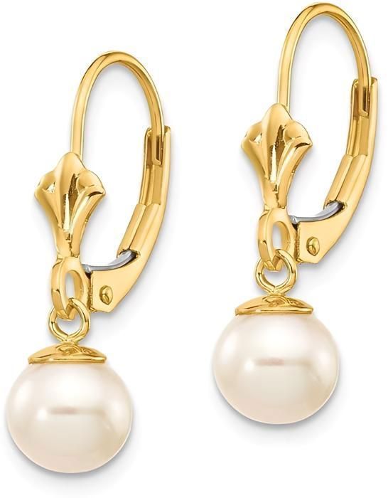 Boucles d'Oreilles Femme Dormeuse Perle 10 mm Plaqué Or Jaune 750/1000