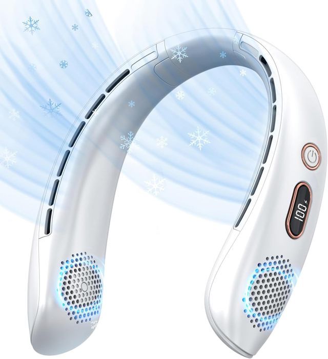 Ventilateur Portable pour Cou Ventilateur Personnel Rechargeable par USB avec Affichage LED Design Casque pour Femmes et Hommes - No Brand