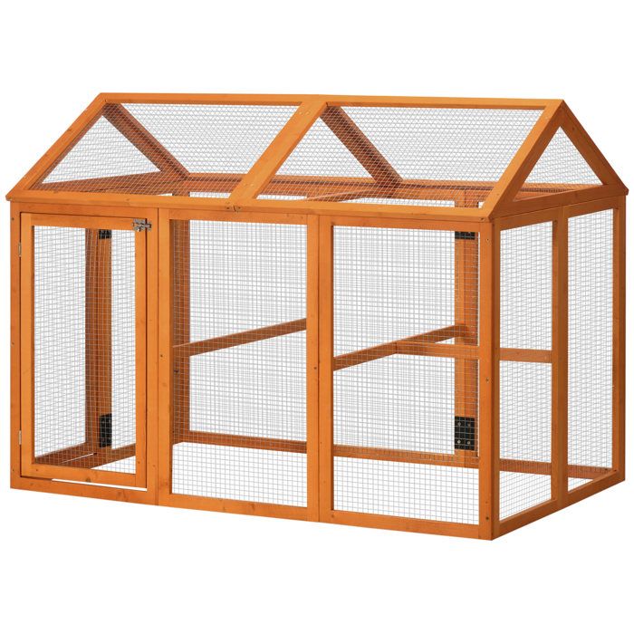 Meilleurs prix pour Enclos poulailler en bois - PawHut - parc grillagé - 140 x 88,5 x 106 cm - orange