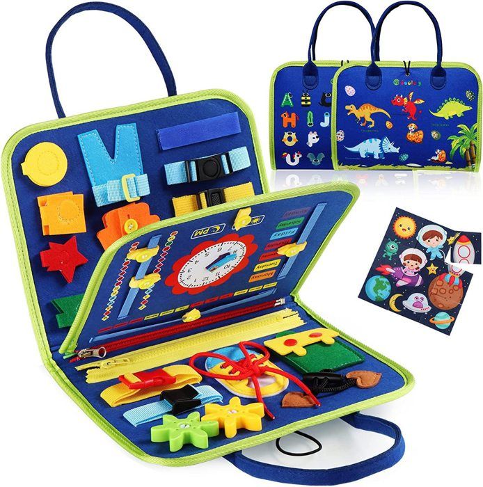 Livre D'Activité En Feutre Pour Enfants 1-4 Ans - Quiet Book Montessori - Jouet Éducatif Sensoriel Avec Fermetures, Lacets, Boutons - Idéal Pour Voyage