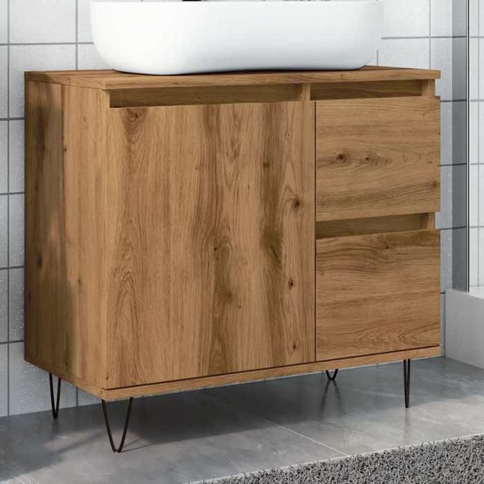 vidaXL Armoire de lavabo de salle de bain chêne artisanal 65x33x60 cm 857227