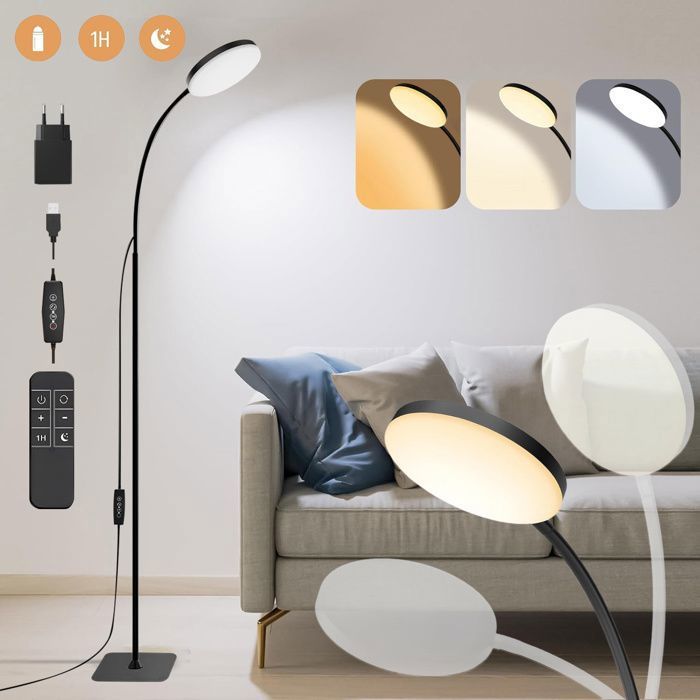 Lampadaire sur pied - Dimmable Lampes de lecture LED avec télécommande Luminosité Réglable 3000K-6000K - pour chambre/bureau/salon