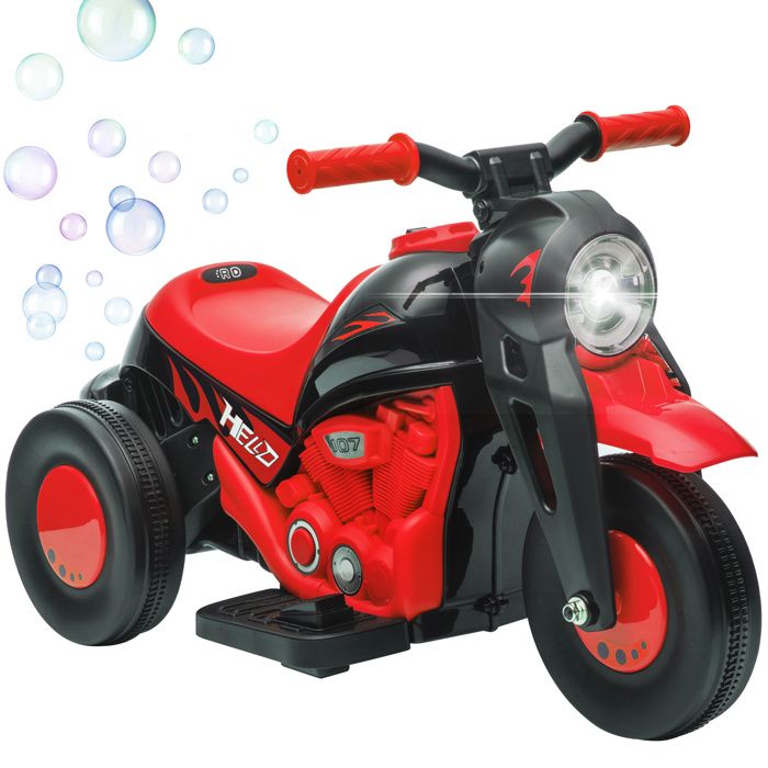 AIYAPLAY Moto électrique Enfant 3 Roues – 6V – 3 Km/h – Bulles, Lumières, Sons – Rose – Jusqu'à 30 Kg
