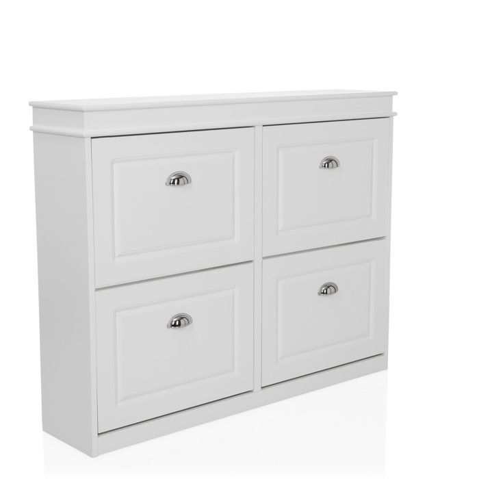 Armoire à chaussures - hjh LIVING - ESTHA 4 - Blanc - MDF laqué
