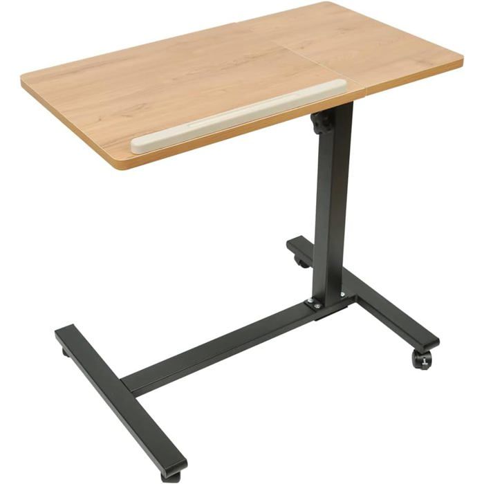 QWORK Table De Lit Pour Ordinateur Portable - Angle Et Hauteur Réglables Avec Tiroir Et Lampe LED, 60x40 Cm