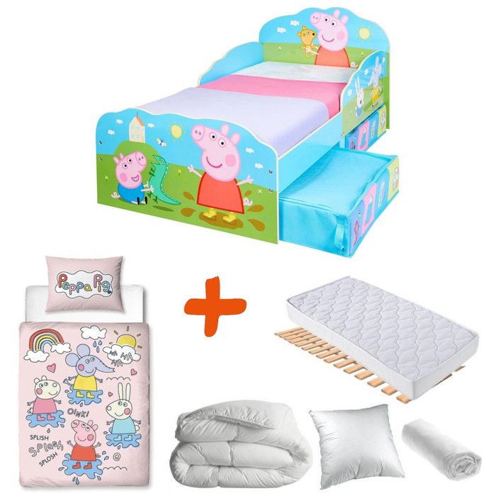 Lit Enfant - Peppa Pig - Pack LUXE - Literie 5 pièces - Matelas Inclus - Multicolore Lit Enfant - Peppa Pig - Pack LUXE - Literie 5 pièces - Matelas Inclus - Multicolore