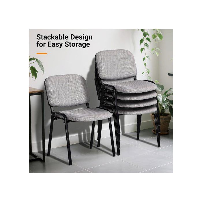Lot de 5 chaises visiteurs chaises dinvités empilables assise en résille structure en acier 55×405×77 cm gris clair