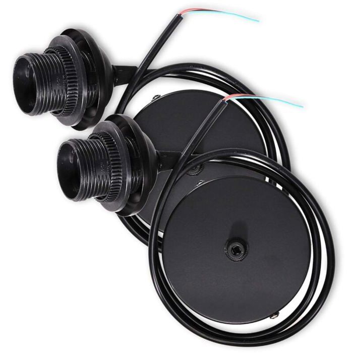 2x câble électrique pour lampe - Câble avec douille E27 et bague de fixation - Monture de suspension pour luminaire plafond