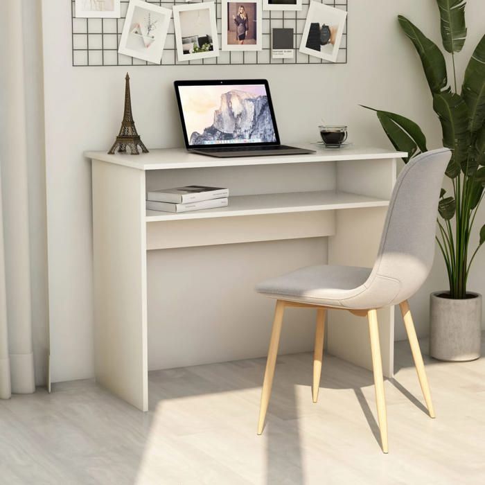 SALE 2026 Bureau moderne compact Blanc - Bureau Blanc 90x50x74cm - bois dingénierie PRO286805938