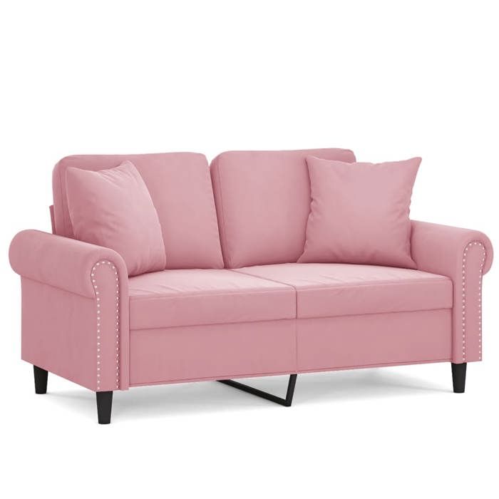 Velours Sofa DOUBLE - LEMON - Canapé 2 places - Pour salon/bureau - avec oreillers décoratifs - rose 120 cm SS1005
