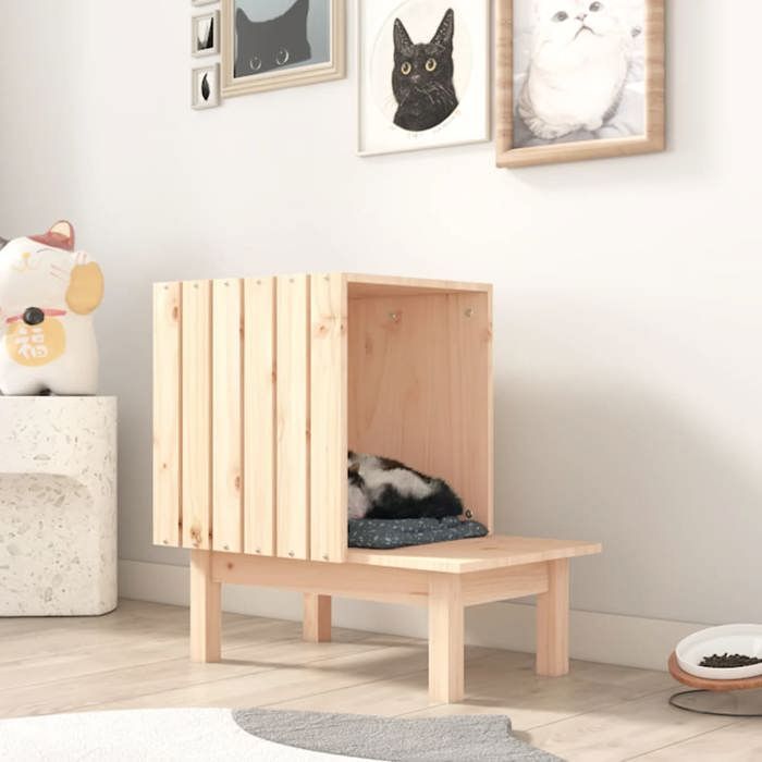 Meilleurs prix pour SALE 2026 Meuble pour chats Brun - Maison pour chat 60x36x60cm - bois de pin massif PRO939195285