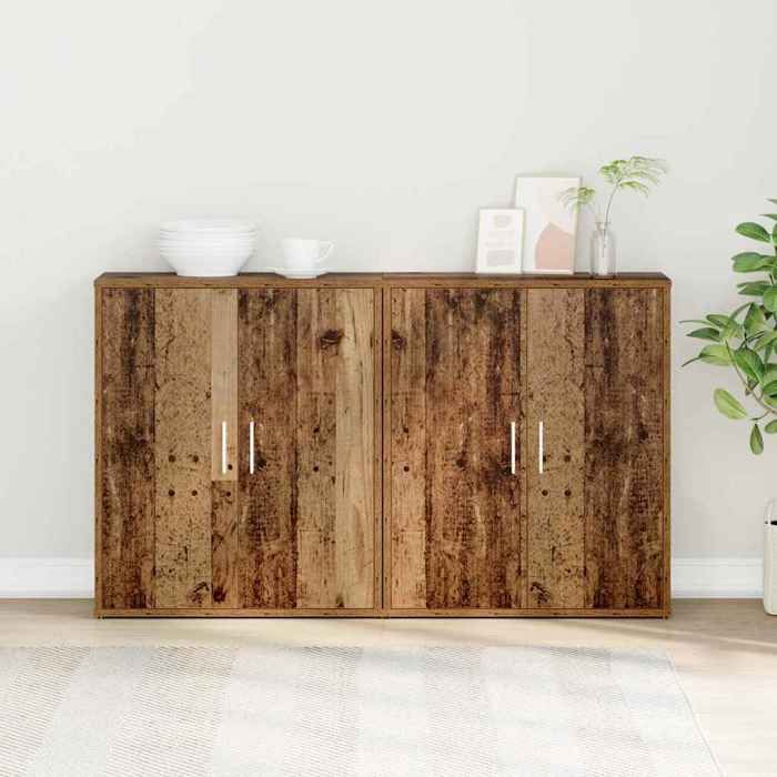 NEW 2026 Buffet lot de 2 Armoire de rangement Bois ancien 60x31x70 cm Bois dingénierie L1568