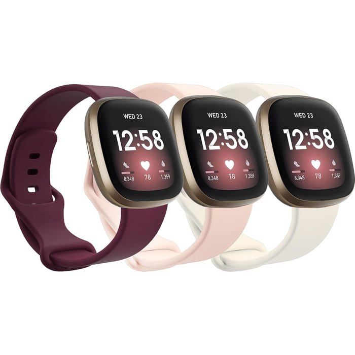 Bracelet de montre en silicone - LEVYS - Compatible Fitbit Versa 4/3 - Compatible Sense 2/Sense - Silicone doux